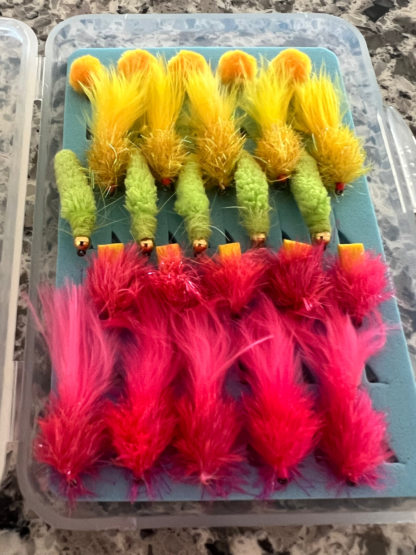 Mop, Blob and Egg Box, 25 Flies