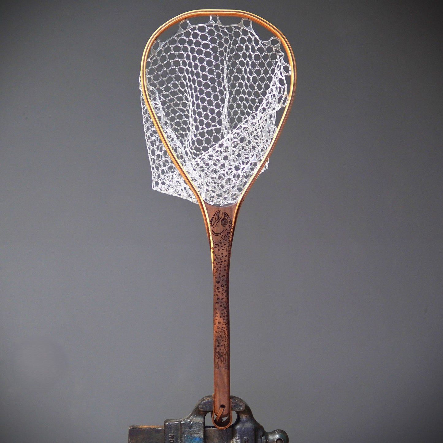 Little Dipper 12"x8" - Brook Trout Engraved - Natural Fly Fishing Traditional Landing Net - Handcrafted & Made in USA