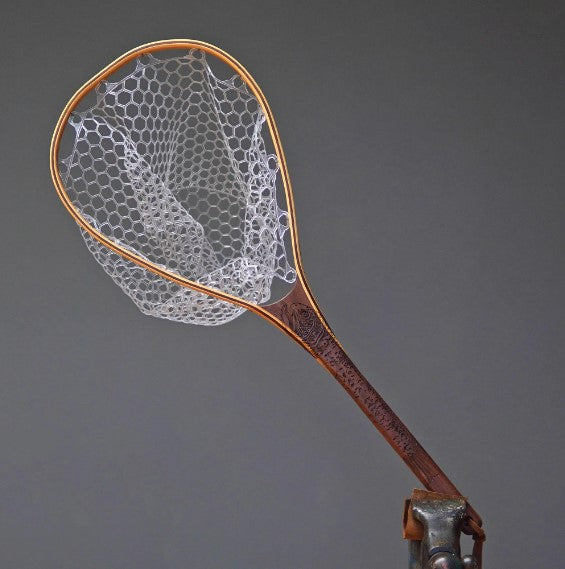 Little Dipper 12"x8" - Brown Trout Engraved - Natural Fly Fishing Traditional Landing Net - Handcrafted & Made in USA